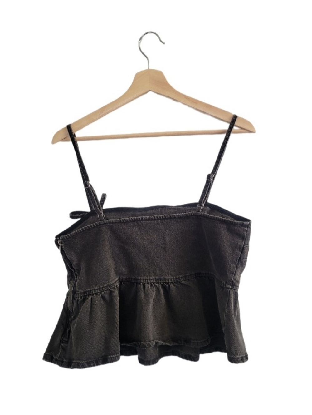 NWT WILD FABLE Size M Gray Wash Denim Corset Peplum Y2K Top Cotton Blend - Picture 3 of 11